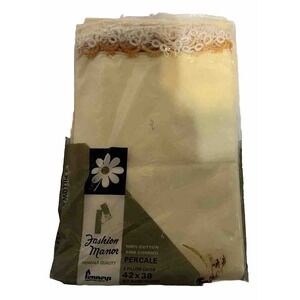 Pillowcases Penney Fashion Manor Yellow Crochet Edge Trim 100% Cotton Vintage